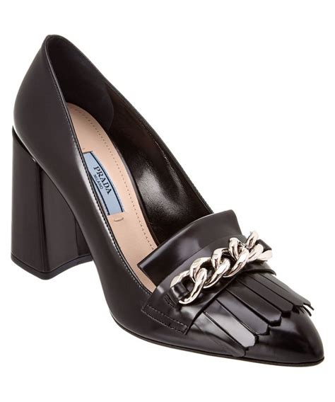 prada block heel leather pumps|prada calzature donna heels.